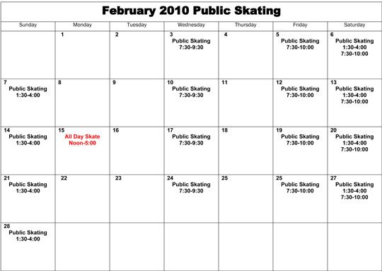 Skating Calendar